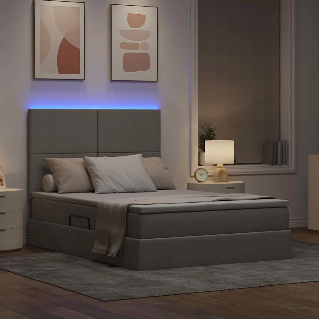 Letto con contenitore LED e materasso Tortora 140 x 200 cm