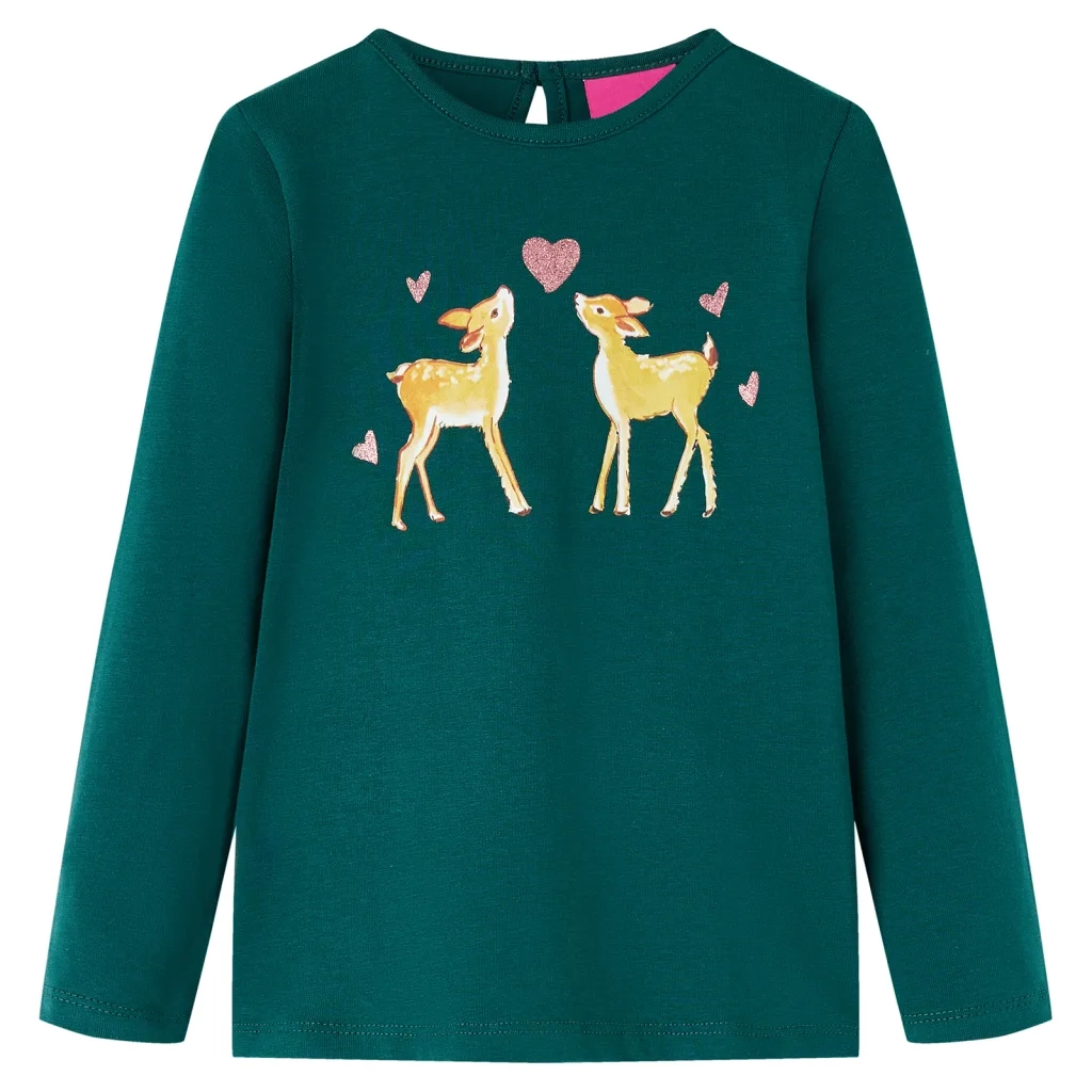 Maglietta da Bambino a Maniche Lunghe Verde Scuro 140cod mxl 108095