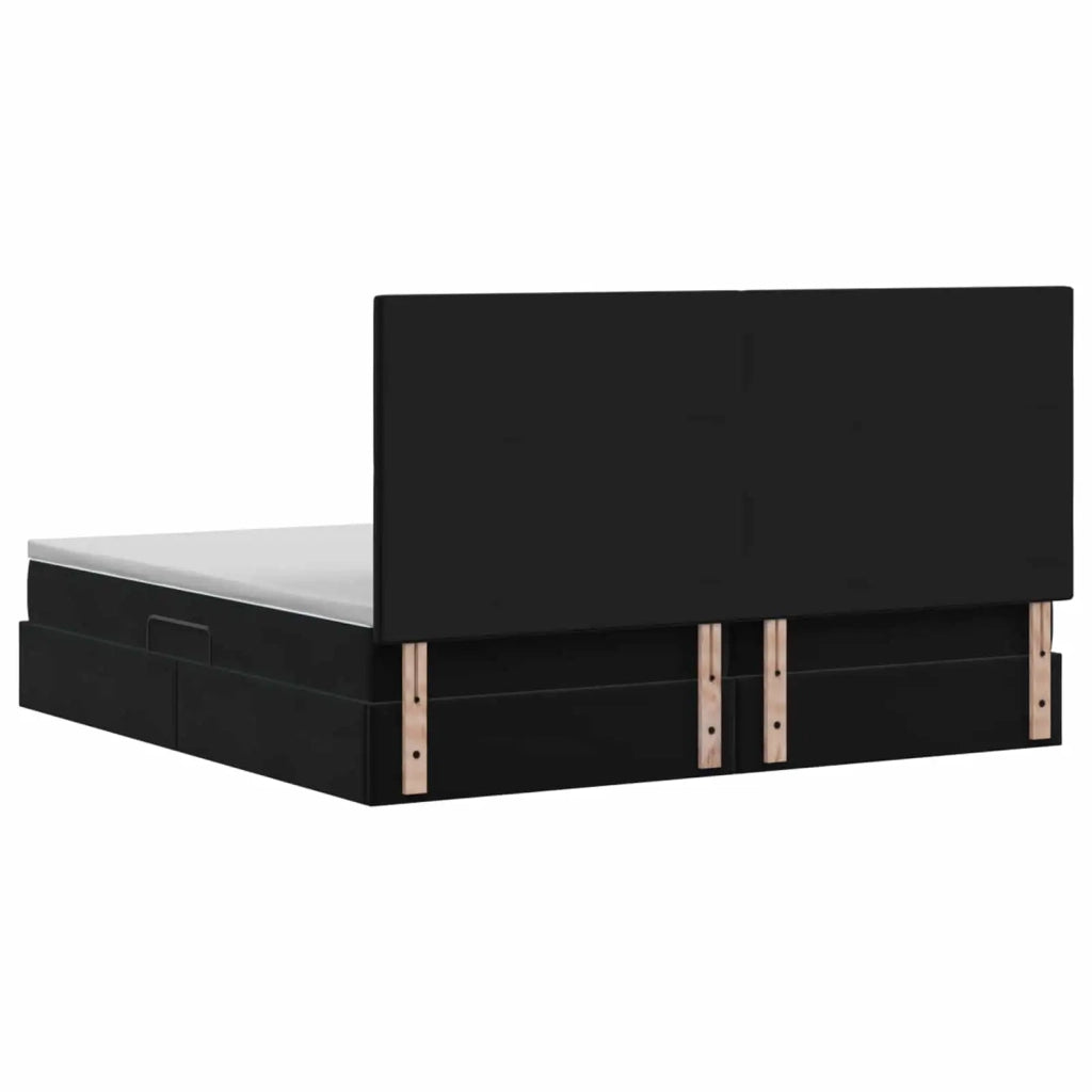 Letto con contenitore e materasso Nero 200 x 200 cm Velluto 3459653