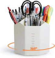 Penne da disegno rotanti - Penne da disegno rotanti a 360° con grande capacità, penne da disegno per bambini con 5 compartimenti per ufficio, scuola, casa (bianco)