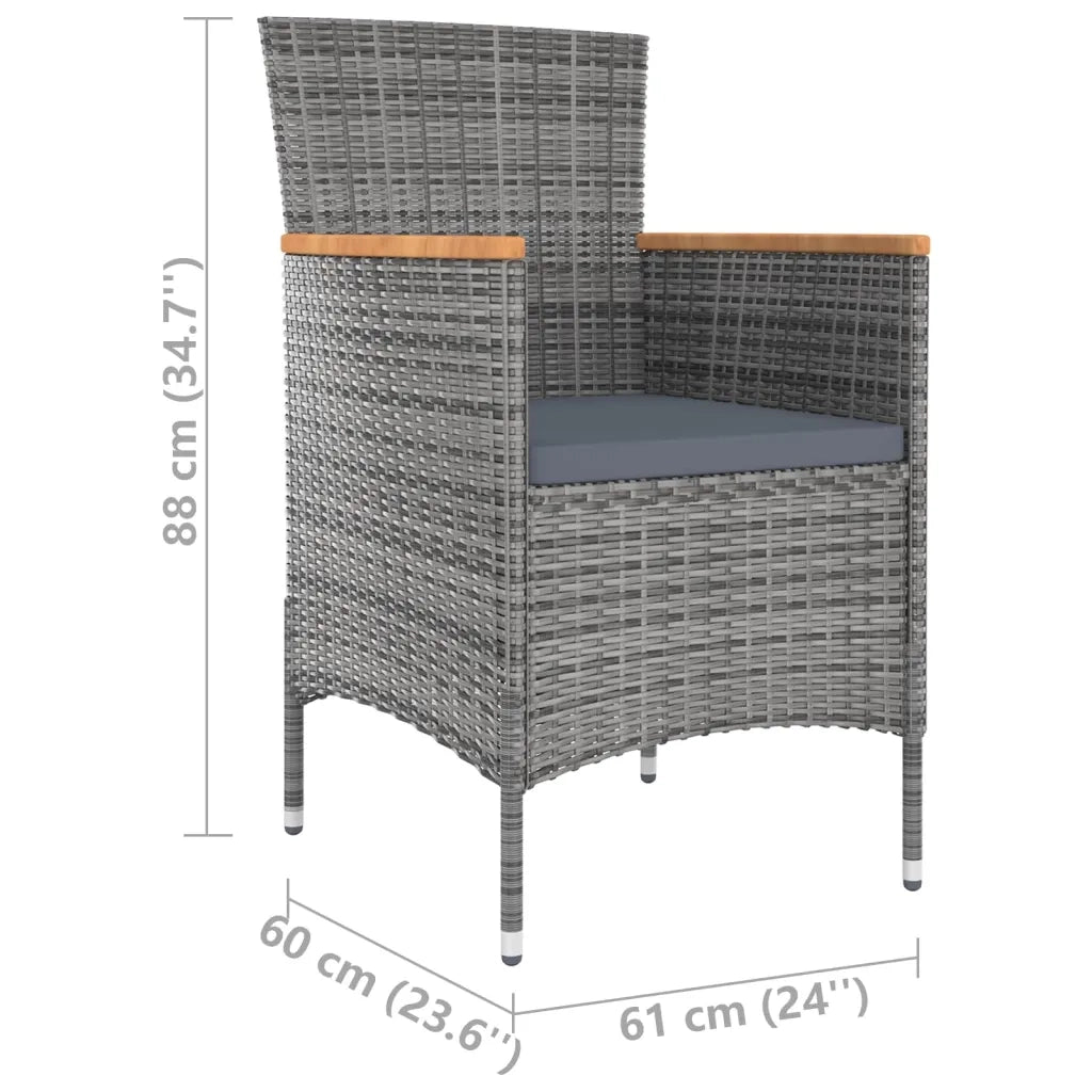 Set da Pranzo da Giardino 5 pz con Cuscini in Polyrattan Grigio cod mxl 42010