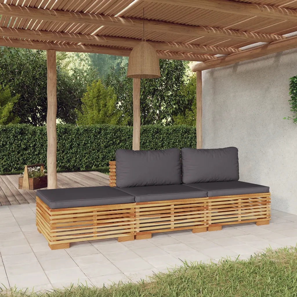 Set Divani da Giardino 3 pz con Cuscini Legno Massello di Teak 3100904