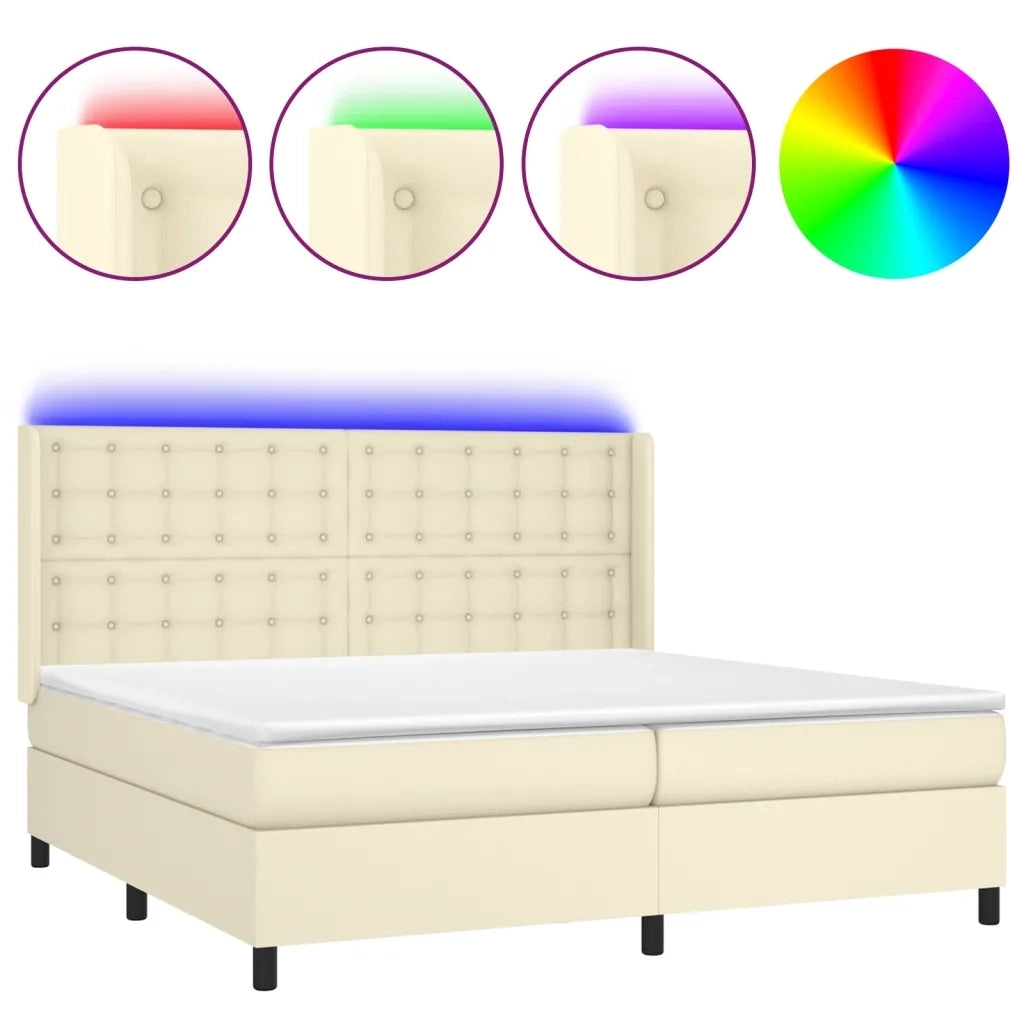 Giroletto a Molle con Materasso e LED Crema 200x200 cm cod mxl 62181