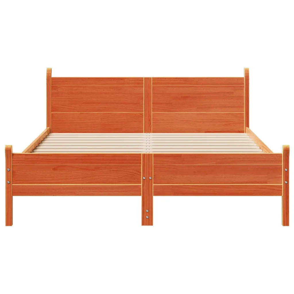 Letto senza Materasso Marrone Cera 135x190 cm in Legno di Pino 855608