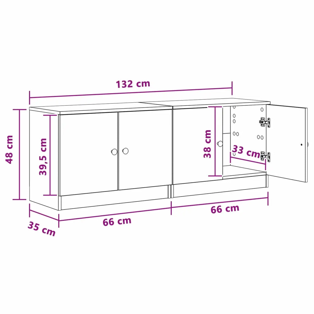 Armadietto per letto con porta 2 pz Bianco 66 x 35 x 48 cm CFW9782747