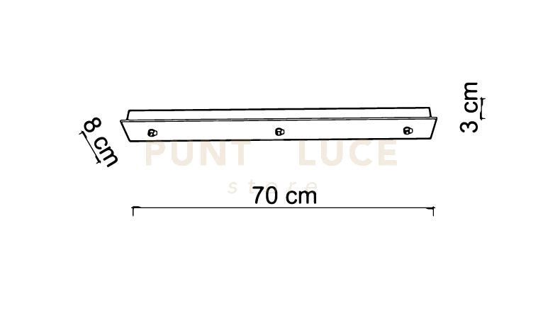 BASE-3RE B Base rettangolare 3 luci bianco opaco l.70cm