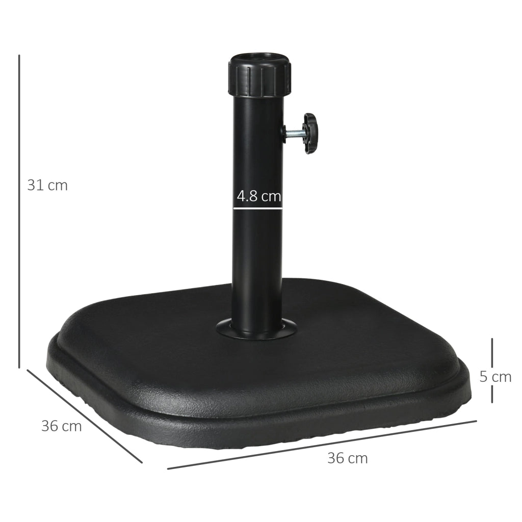 Base per Ombrellone da Giardino in Plastica e Cemento da 11kg 36x36x31cm Nero