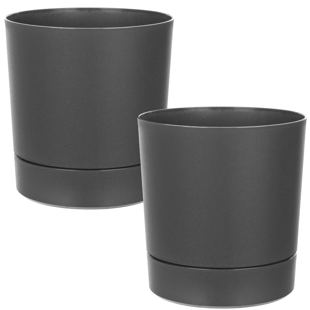 Vaso da fiori KADAX con coprivaso e sottovaso, rotondo, 20 cm, set da 2