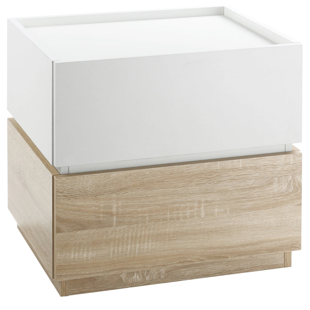 Comodino con 2 cassetti ¨C zephmum ¨C bianco e naturale