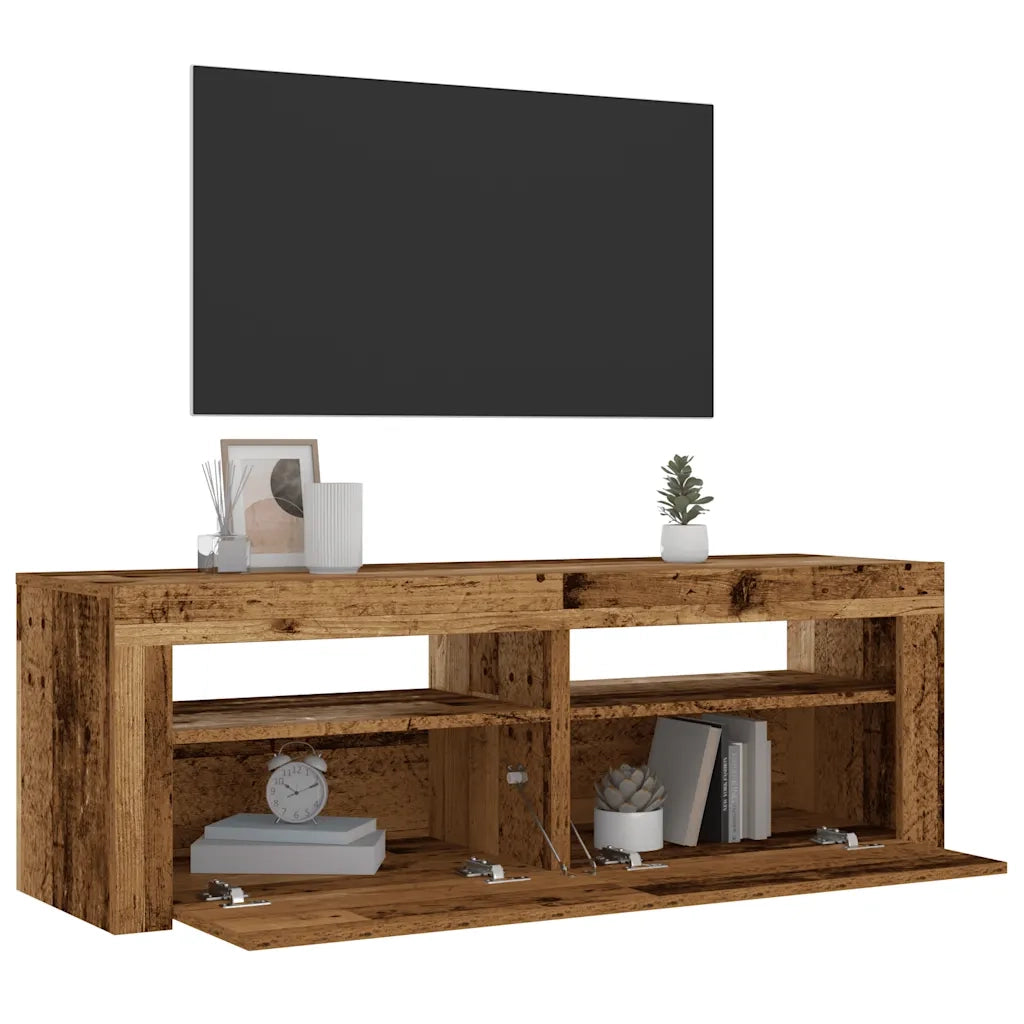 Comodini 2 pz con Luci LED Legno Antico 60x35x40 cm 3329161