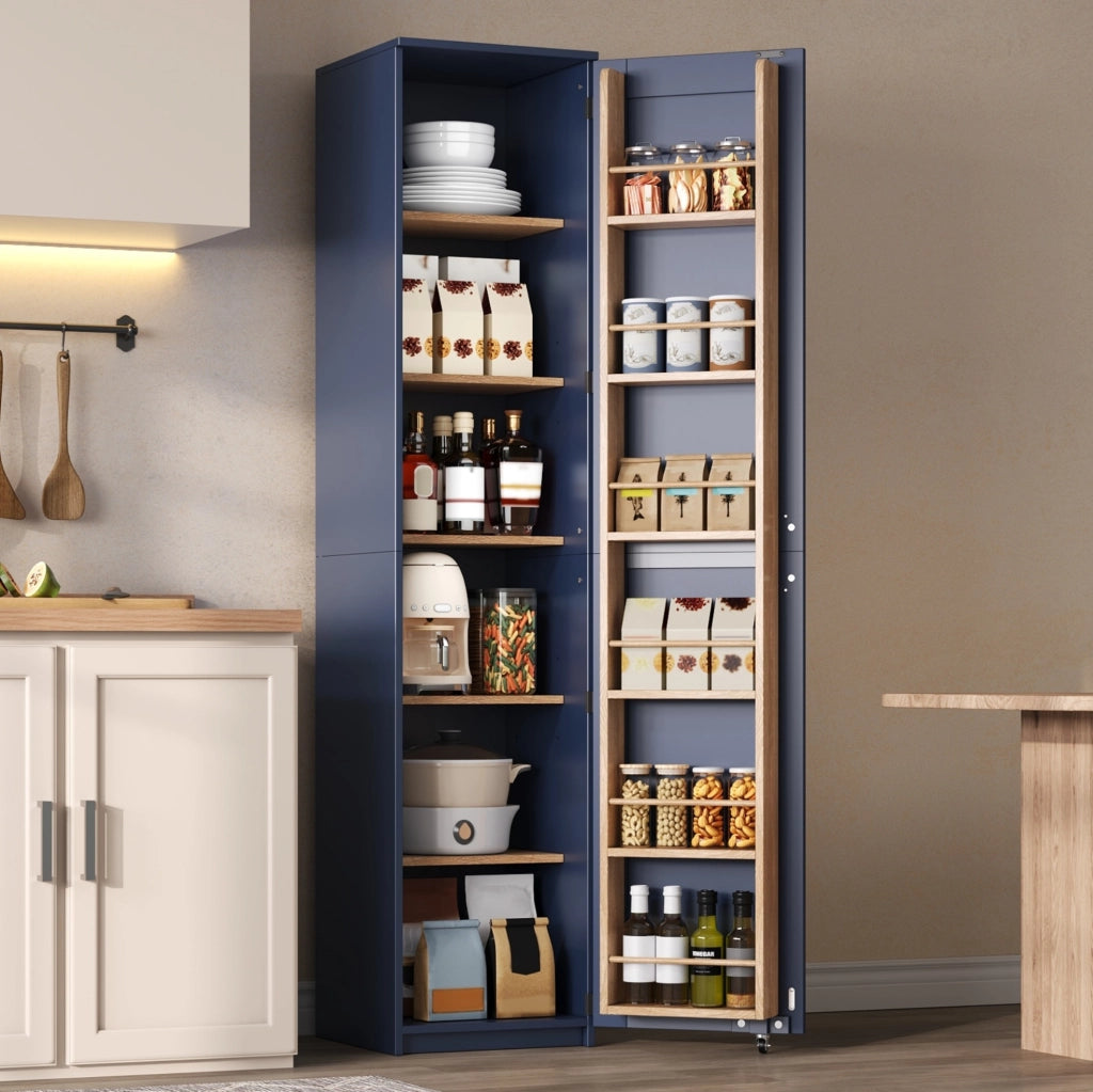 Armadio alto salvaspazio blu in MDF 40 x 40 x 183 cm