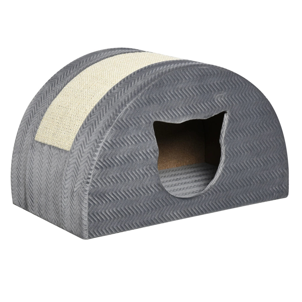 Cuccia per Gatti con Tiragraffi in Sisal ¨C Zephmum ¨C Grigio 48.5x30x30 cm