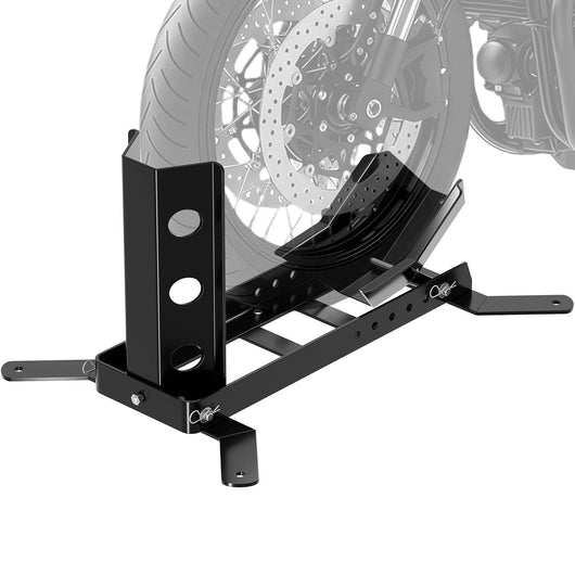 Cavalletto blocca ruota moto max 450 kg, per pneumatici anteriori e posteriori da 14-21", reggi-ruota inclinabile