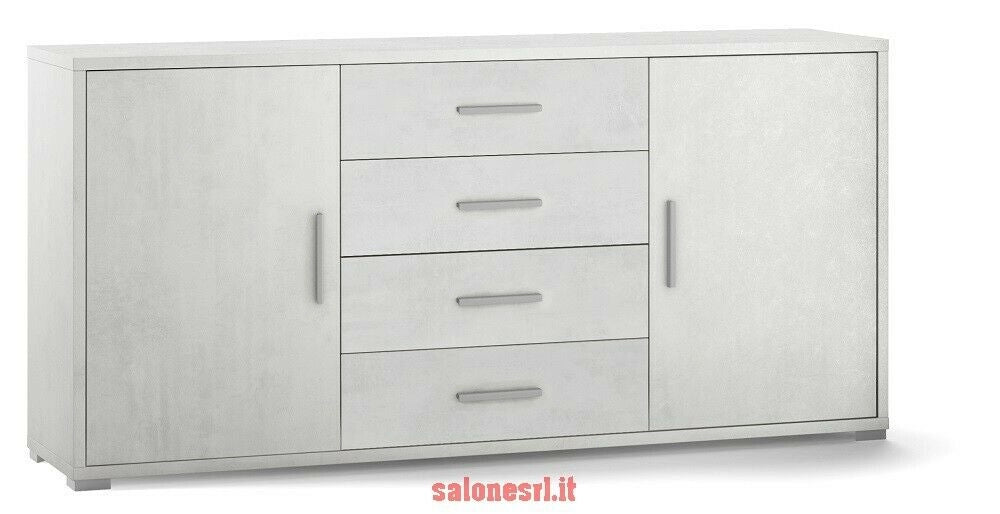 KIT MOBILE MULTIUSO 2 ANTE 4 CASSETTI H84 L174 P41 Cm FINITURA BIANCO OSSIDO SARMOG Db804k