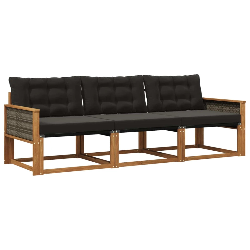 Set di divani da esterno 3 pz Naturale e Nero 3381212