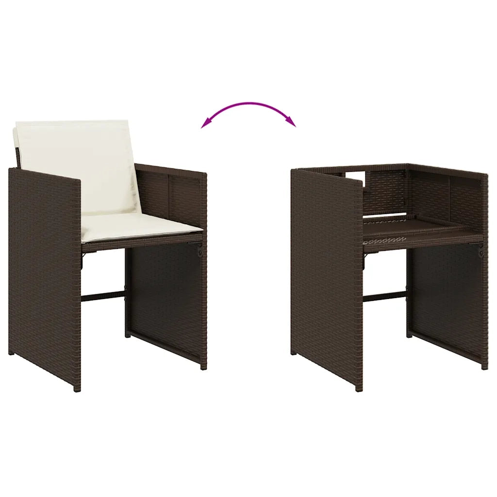 Set da Pranzo da Giardino 11 pz con Cuscini Polyrattan Marrone 3211113