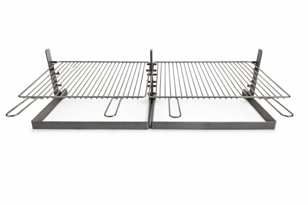 Griglia per Barbecue e Camino in Acciaio Cromato, Regolabile in Altezza, Struttura in Ferro, per Carne Pesce e Verdure 100x36 cm