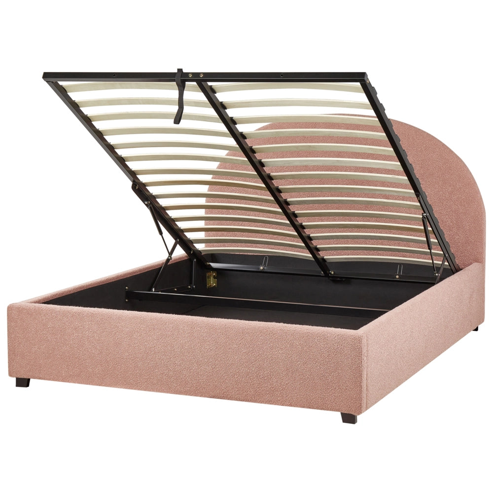 Letto contenitore rosa Boucle EU 140 x 200 cm Design minimalista retrò Ottomano