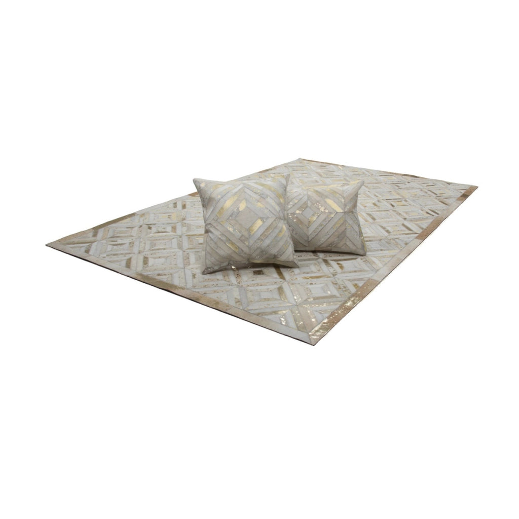 Cuscino decorativo Dazzle in pelle beige e oro