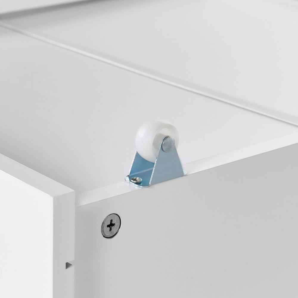Set di 2 cassetti letto contenitore sottoletto in legno massello bianco con ruote