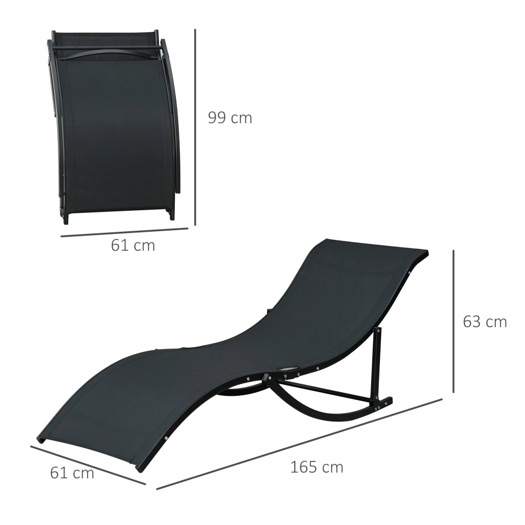 Set 2 Sdraio da Giardino Pieghevoli, Lettino Prendisole in Alluminio e Textilene, 61x165x63cm