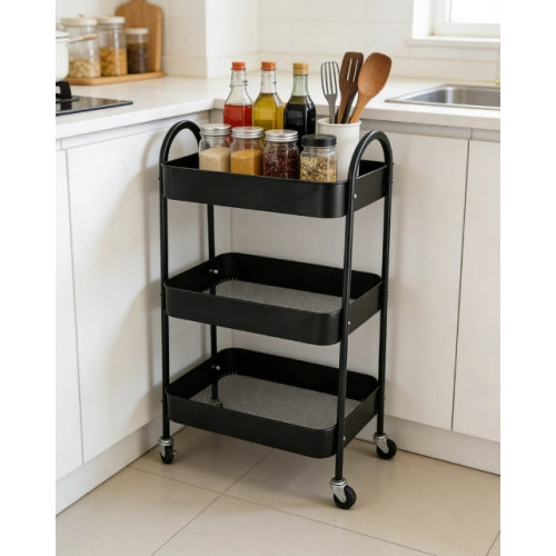 Carrello Portaoggetti 3 Ripiani in Acciaio con Ruote ¨C MINIMAL ¨C Metallo, Struttura Industriale