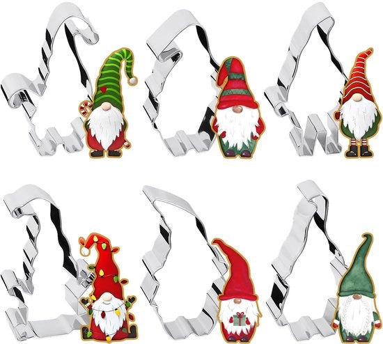6 pezzi di forma di elfo per biscotti a forma di elfo in acciaio inossidabile per biscotti a forma di elfo per Natale e Capodanno