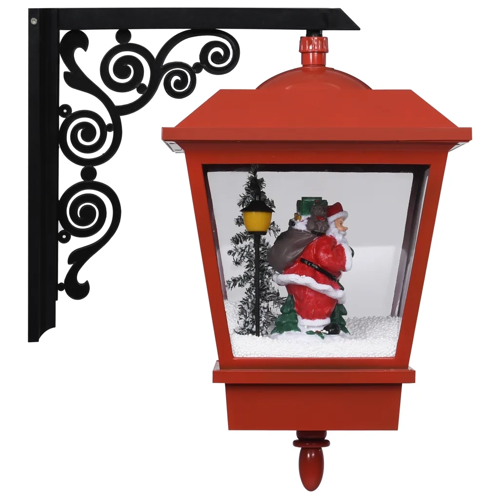 Lampada Natalizia da Parete LED e Babbo Natale Rossa 40x27x45cm CFW9416010