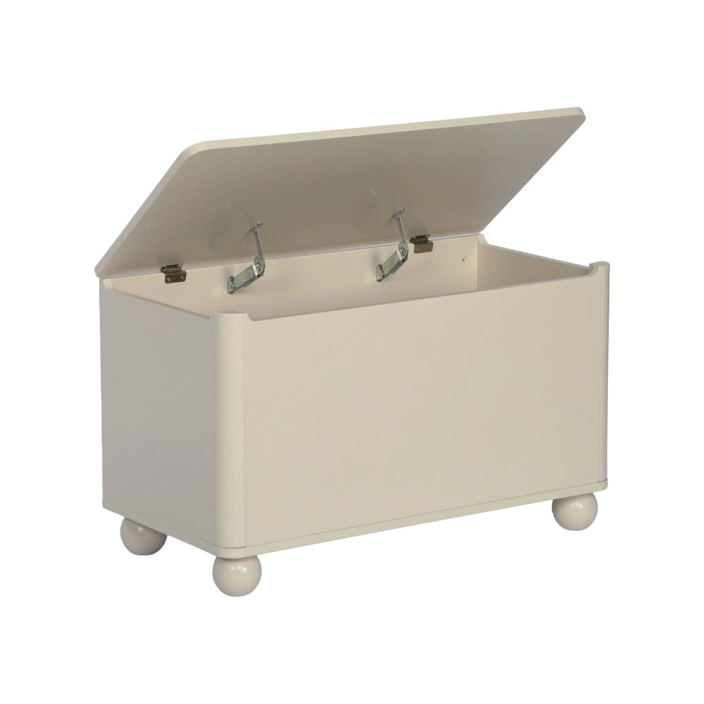 Baule per giocattoli per bambini decorazione legno laccato, beige