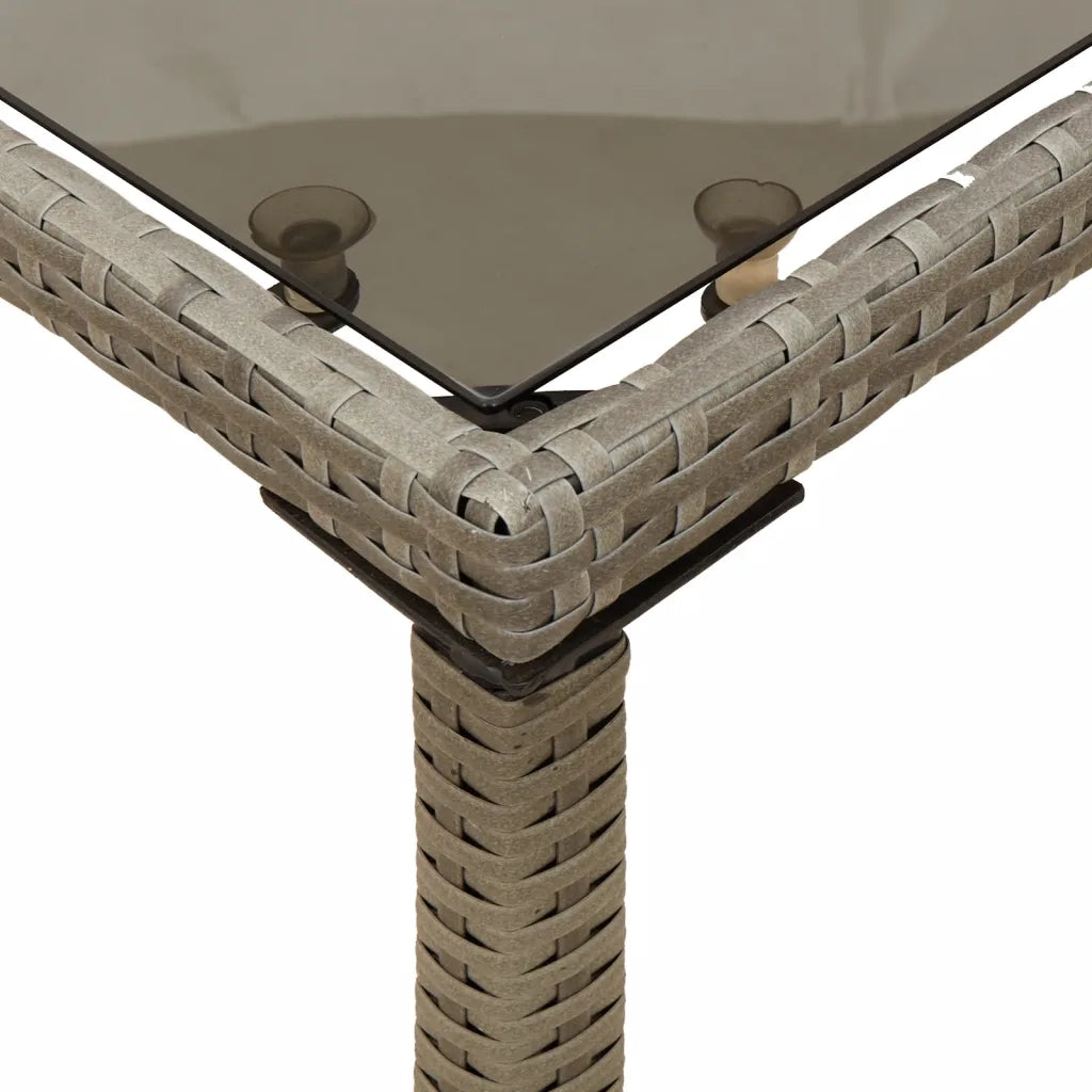 Tavolo da Giardino | Tavolino da esterno Piano in Vetro Grigio 115x54x74cm Polyrattan