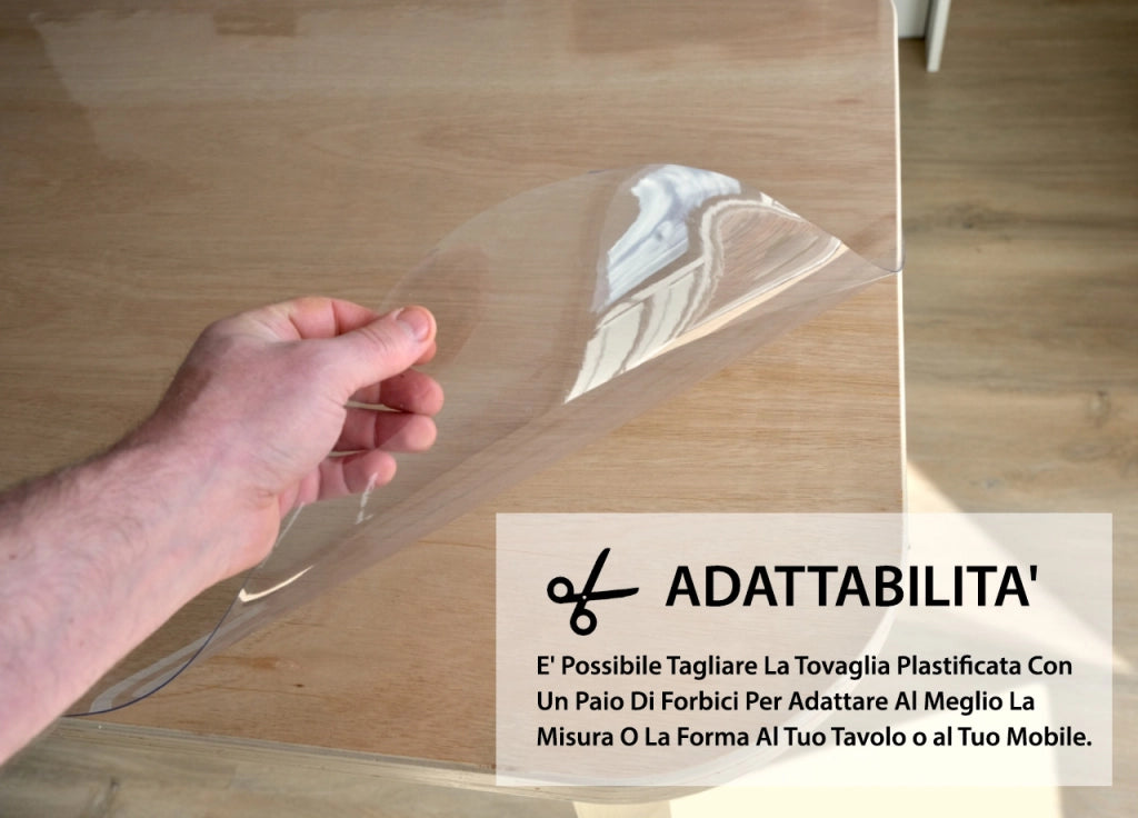 Tovaglia Antimacchia Plastificata PVC Trasparente Proteggi Tavolo - 140x190 - Trasparente