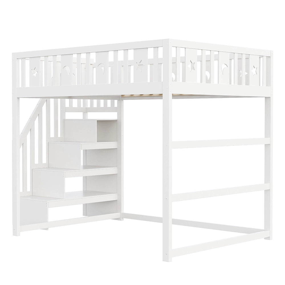 Letto a castello bambini - Xylo - 140x200 cm stelle lune bianco