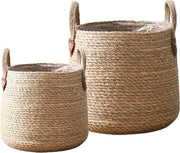 Set di vasi per piante grandi da 2 - vaso di fiori intrecciato di alghe - vasi di fiori a mano con rivestimento impermeabile - contenitore per piante da interni - diametro 22 cm e 28 cm - Flower Hanger