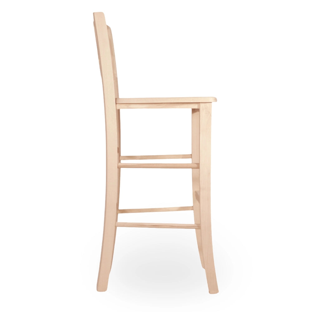 Sgabello alto bar sissy in legno grezzo da dipingere h 73 con seduta massello