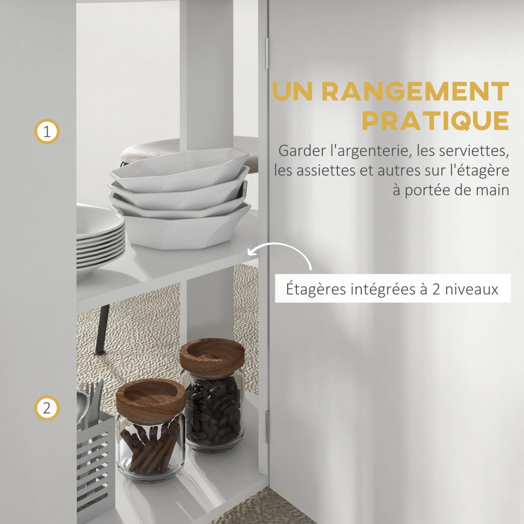 Tavolo da pranzo pieghevole con rotelle ¨C zephmum ¨C bianco 120x60x77 cm