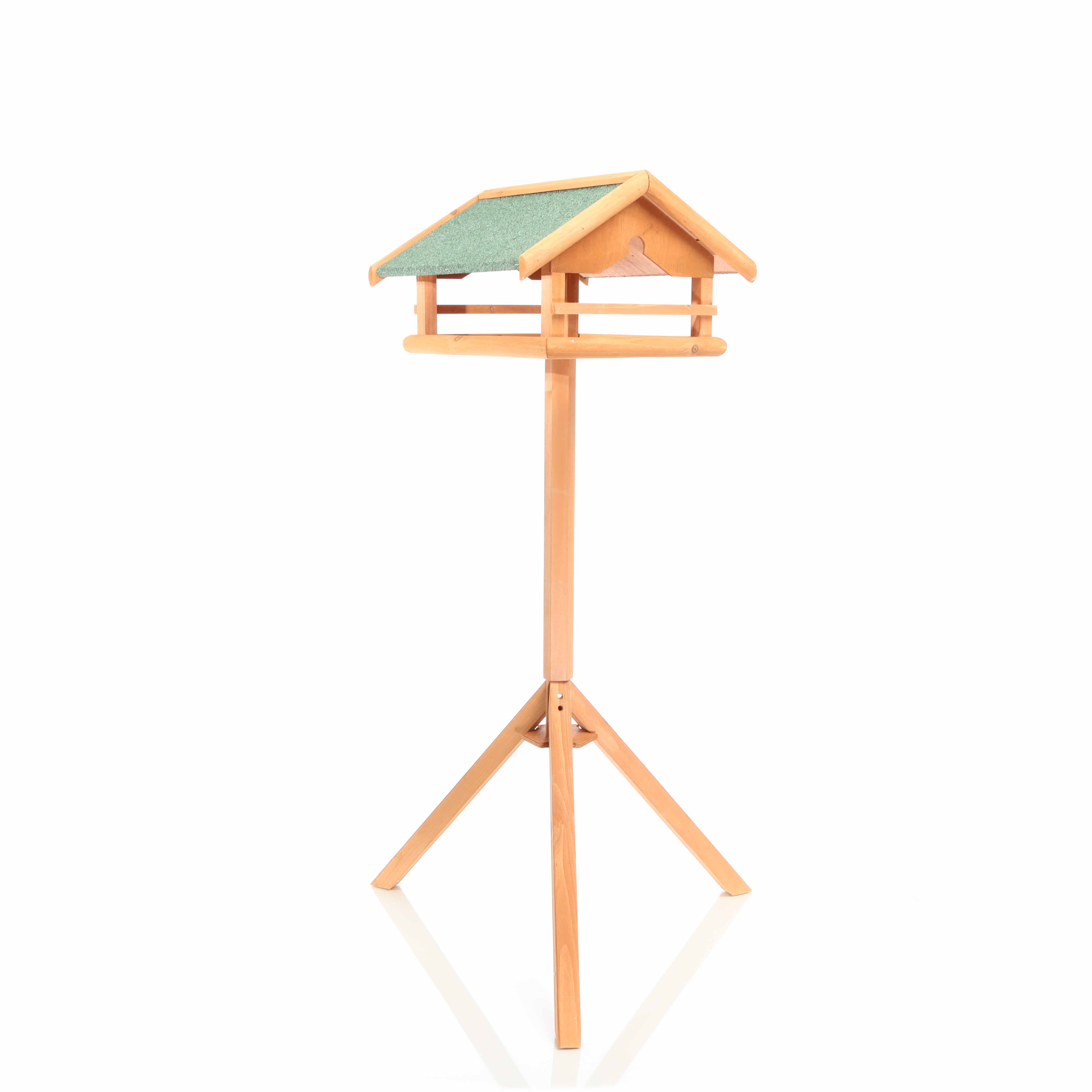 Toboli Mangiatoia per uccelli con palo in legno Per uccelli selvatici 119 cm Tetto in bitume