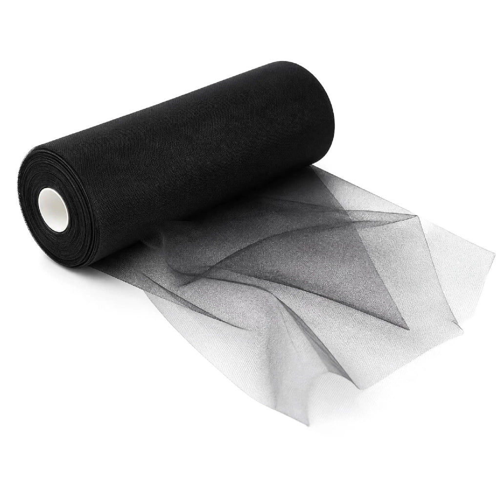 Rotolo Tulle Limoges 30 Metri x 1,5 Metri per Decorazioni Matrimonio, Feste, Fiocchi, Allestimenti e Bomboniere Nero
