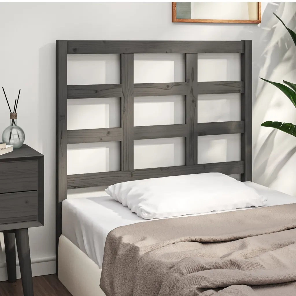 Testiera per Letto Grigia 105,5x4x100 cm Legno Massello di Pino 817877