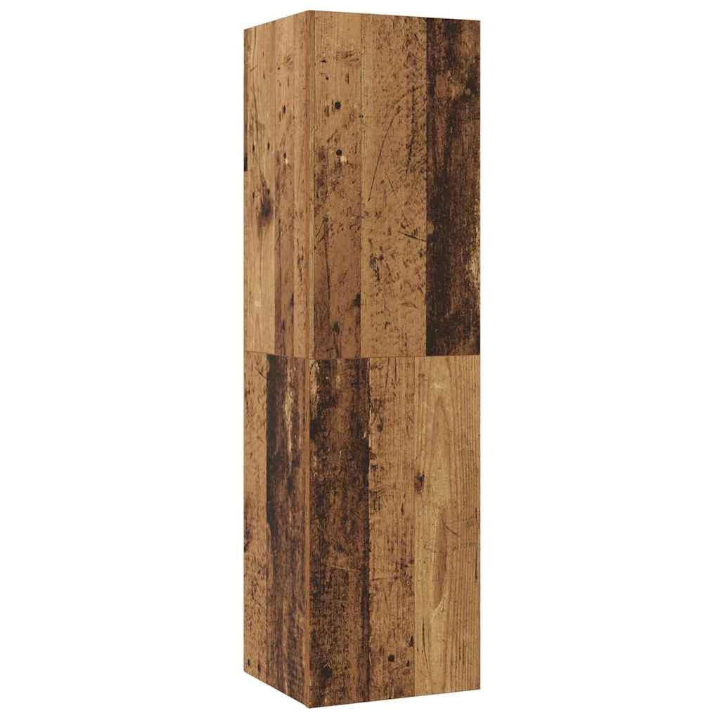 Mobile TV moderno da parete composto da 4 elementi 200 x 30 x 30 cm con pratici ripiani design minimalista legno composito finitura legno anticato 02_0056024