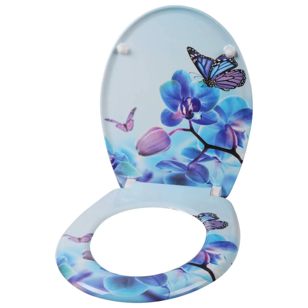 Sedile WC con abbassamento automatico in duroplastica con motivo a farfalla - viola 19_0000694