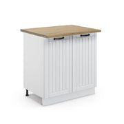 Mobile lavello cucina Fame-Line Bianco rustico/Bianco 80 cm con ripiano, PL Rovere Vicco