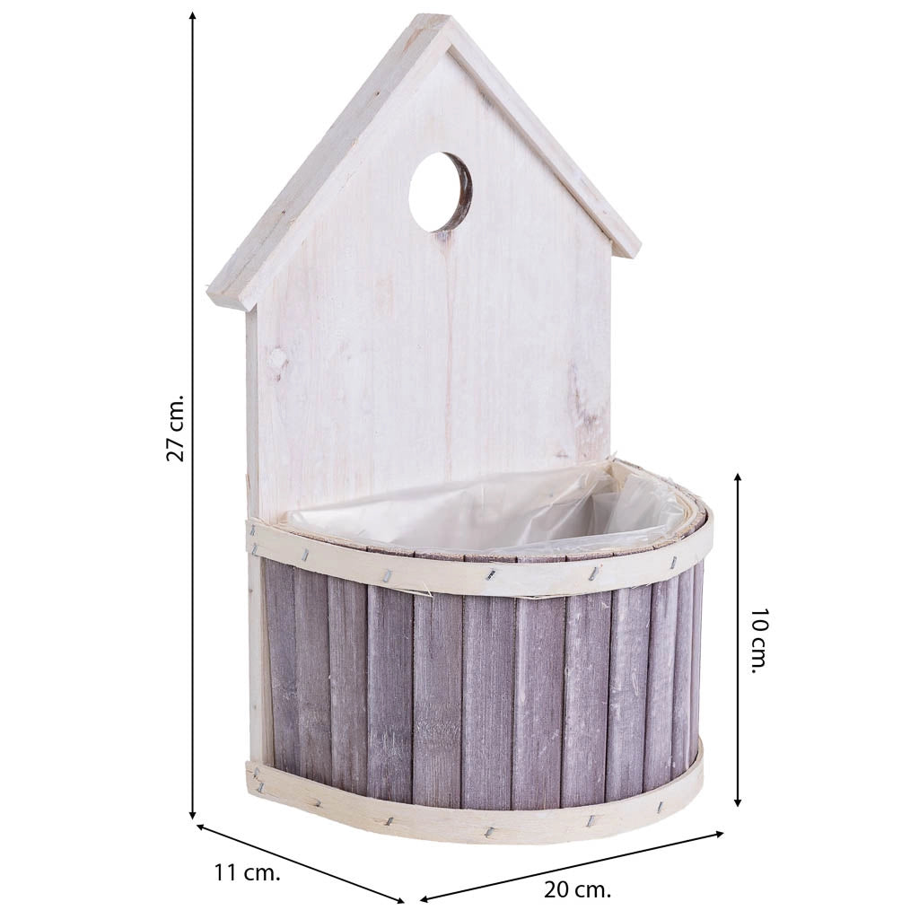 Supporto per fioriera rotondo in bambù grigio 20x11x27/10H cm