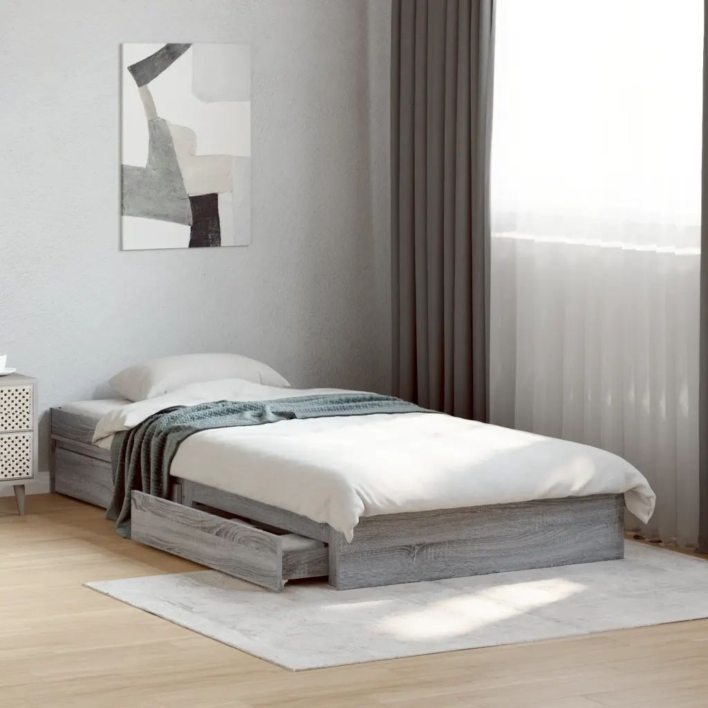 Giroletto Cassetti-Struttura Letto con contenitore Grigio Sonoma 90x200 cm Legno Multistrato 904119