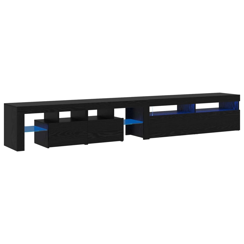 Set di 2 mobili TV rettangolari contemporanei con illuminazione a LED 260 x 37 x 40 cm in legno ingegnerizzato nero 02_0055899