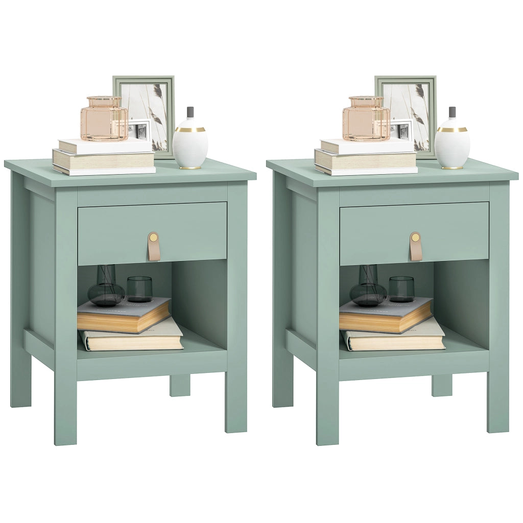 Comodino con cassetto e ripiano aperto ¨C zephmum ¨C Verde 45x40x55 cm