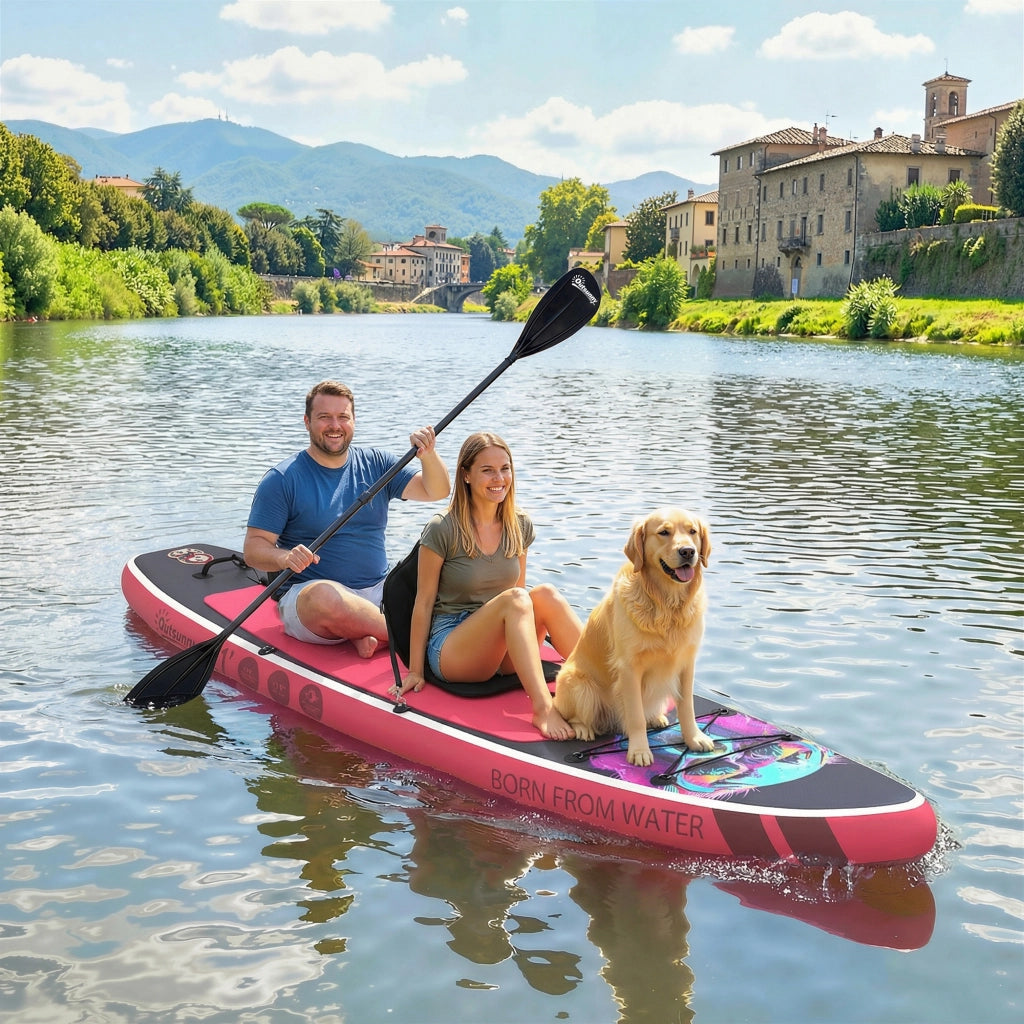 Tavola SUP Gonfiabile con Sedile e Pagaia - Xylo - 335x82x15 cm Blu Rosa