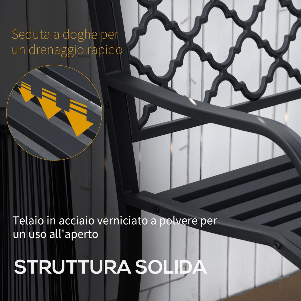 Panchina da Esterno 2 Posti in Acciaio ¨C Zephmum ¨C Grigio Antracite 128x58.5x89cm