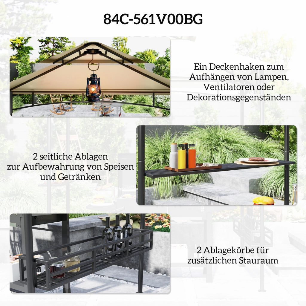 GAZEBO PER GRIGLIA 240x150x257 cm in acciaio Beige