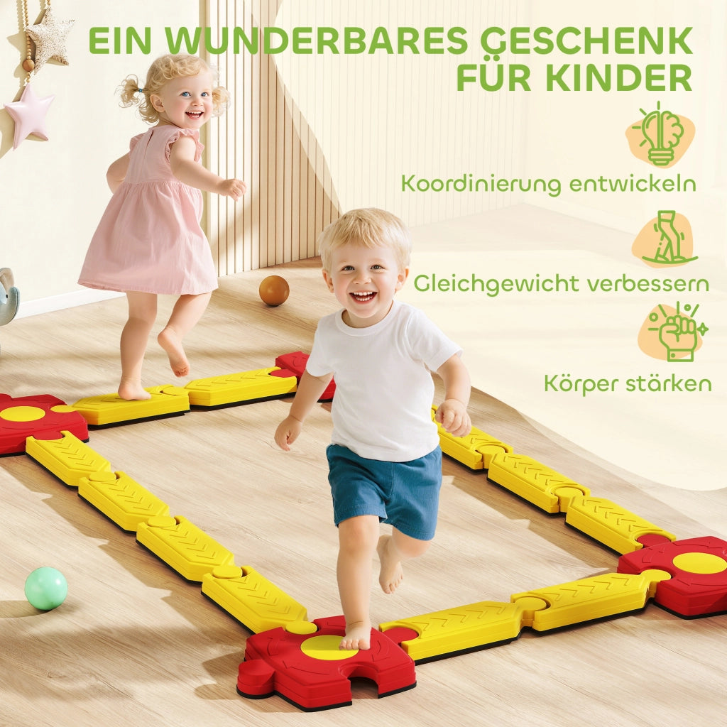 Set Trave Equilibrio Bambini ¨C Xylo ¨C Plastica Giallo Rosso