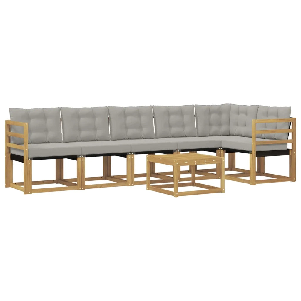 Set di divani da esterno 7 pz Bianco e Grigio Chiaro 3389537